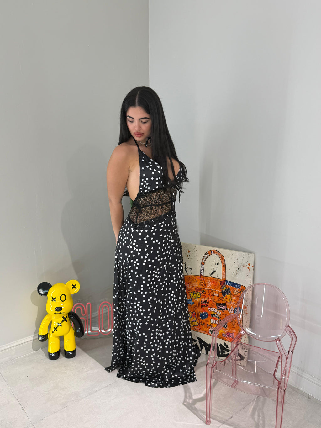 Longdress Pois Satin
