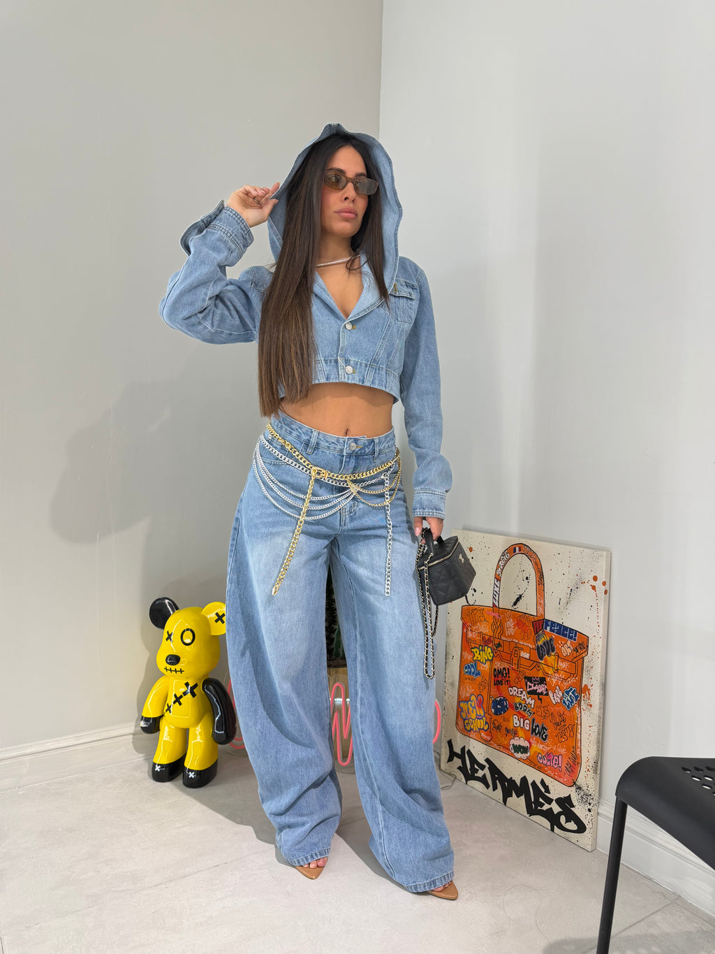 Coordset In Denim Con Cappuccio