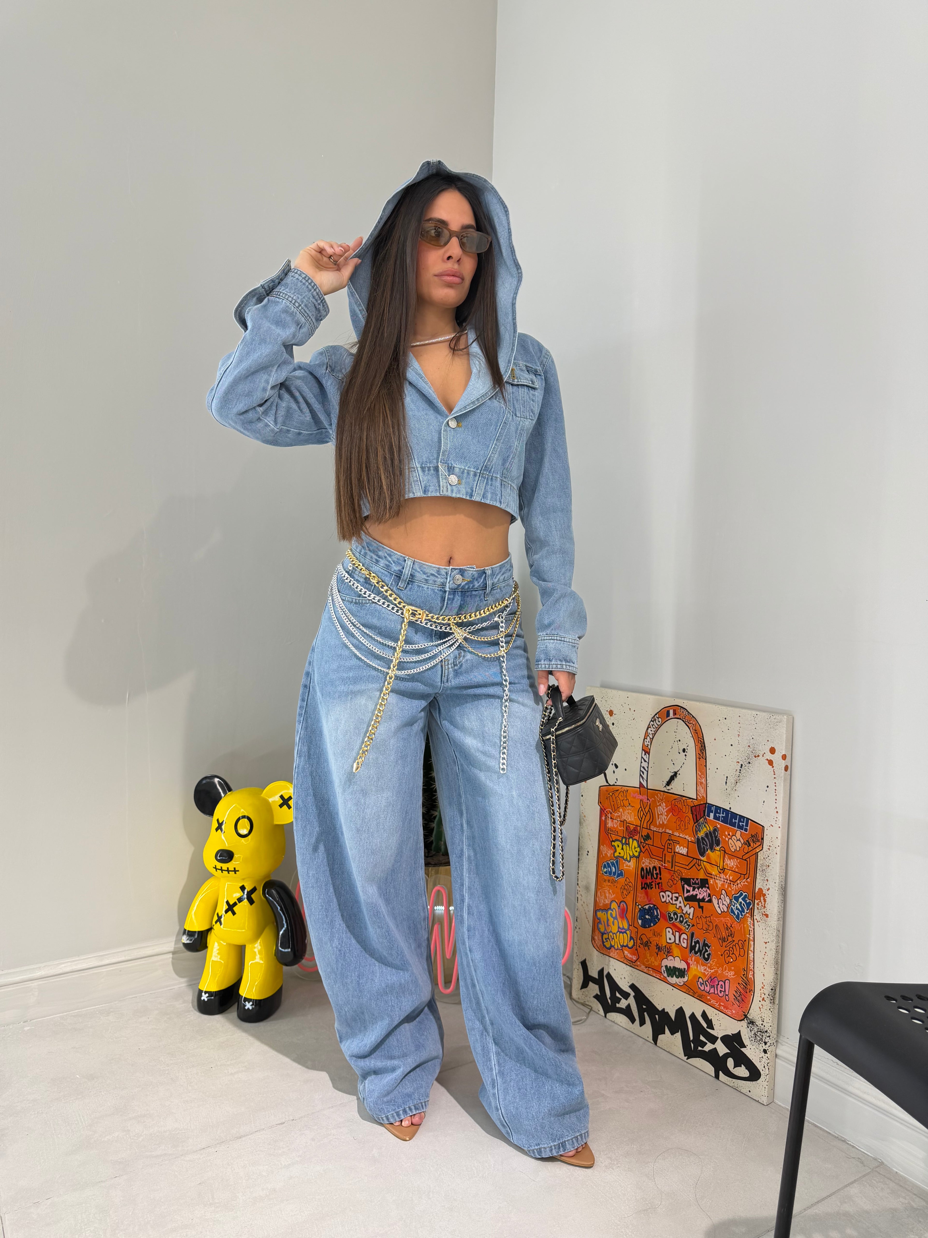 Coordset In Denim Con Cappuccio