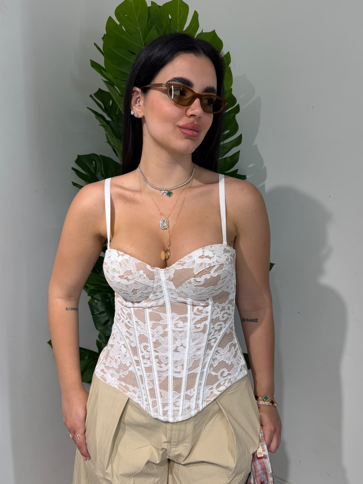 Corsetto Steccato In Pizzo